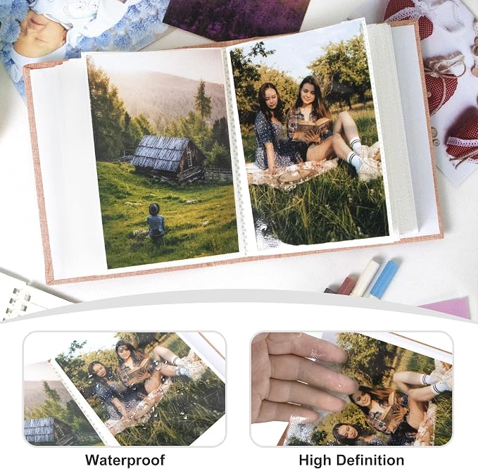 Holoary Photo Album 4x6 100 Photos, 100 Pockets 4”x6” Picture Album, Linen Fabric Cover Picture Book for Photos, 4x6 Photo Albums for Family Weddings Travel Memories(Pink) - Image 4