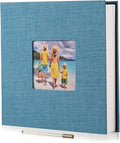 HoneyTolly Large Photo Album Self Adhesive with Picture Display Window, DIY Scrapbook Album for 4x6 8x10 Pictures, 40 Pages Linen Cover Memory Book with Scraper and Metallic Pen(Sky Blue) by HoneyTolly