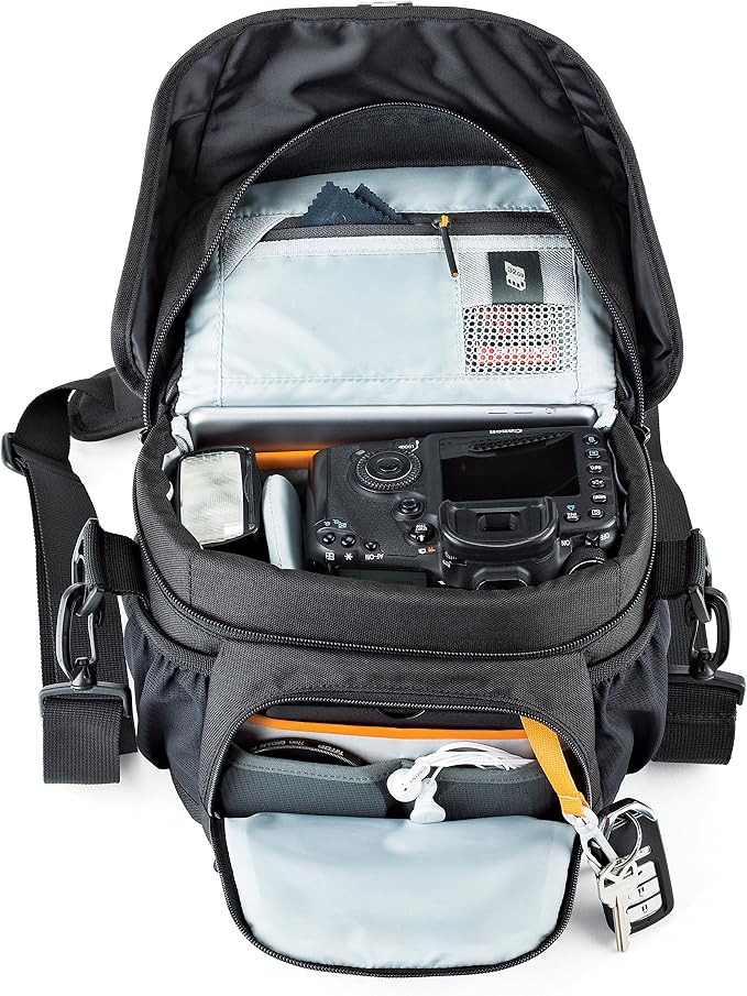 Lowepro LP37119, Nova 160 AW II Camera Bag, Customizable, Portable, Fits DSLR with 17-85 mm Attached Lens, Compact Drone, 1-2 Additional Lenses, Flash, Black - Image 3