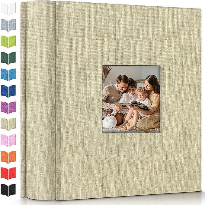 Artfeel Photo Album 4x6 with 1000 Pockets,Slip-in Picture Albums,Linen Cover Memory Book with Front Window,White Page Vertical Photo Book for Wedding,Family,Anniversare,Baby,Vacation by Artfeel