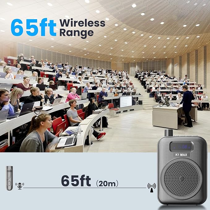 Wireless Voice Amplifier for Teachers, Bluetooth Lavalier Mic | Portable mini speaker & rechargeable voice amplifier for classroom teachers, meetings, yoga, speeches & tour guides - Image 2
