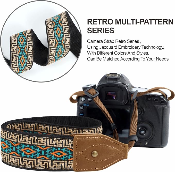 Padwa Lifestyle 2" Wide Classic Crazy Horse Art Cowhide Head Cotton Camera Straps for Photographers - Image 5