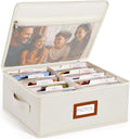 HULISEN Photo Storage Box, Photo Organizer for 2000 4x6 Pictures, Beige | Linen Keepsake Box with Zipper Lid & 8 Dividers, Label Cards Included, Mesh Pocket for Larger Prints, Family Memory Storage by HULISEN