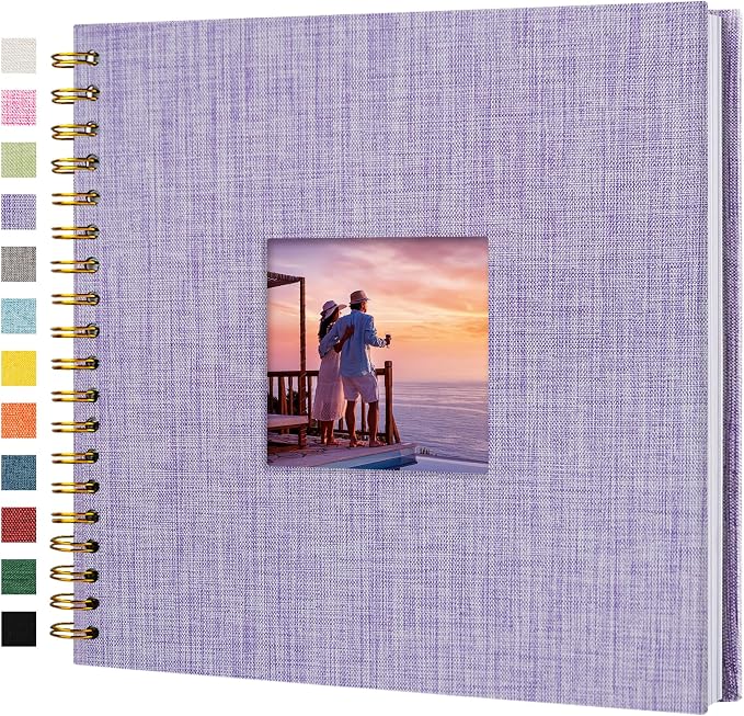 10"x10" Scrapbook Photo Album Linen Cover 20 Sheets 40 Pages White Paper | Purple Hardcover Kraft White Pages Memory Book, for Travel Wedding Guest Book Christmas Baby Shower Fits 4x6 & Instant Photos by Hiwhy