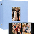 Aevdor Large Capacity 8x10 Photo Album, 200 Photos, Linen Cover, Blue | Black Inner Pages, Vertical 8x10 Layout, Clear Pockets for Photos, Artwork, Postcards & Drawings by Aevdor