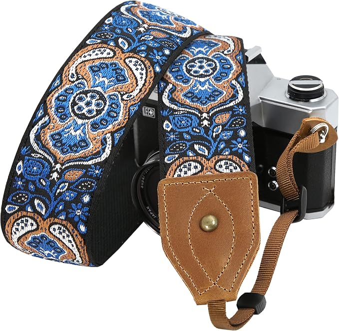 Padwa Lifestyle 2" Wide Classic Crazy Horse Art Cowhide Head Cotton Camera Straps for Photographers by PadwaLifestyleCameraStrap