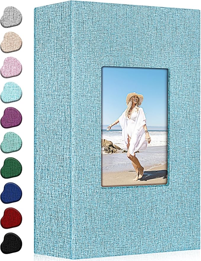 Ejblfe Photo Album 4x6,Linen Cover Slide-in Photo Album Book Can Holds 300 4x6 Photos with 50 Black Sheets for Family,Wedding,Baby and Holiday Pictures (Blue) by EJBLFEPremiumPhotoAlbums