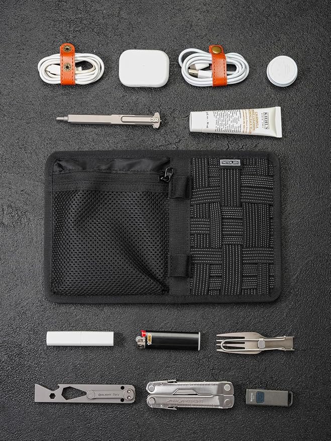 TACTICAL_GEEK EDC Organizer Board, Anti-Slip Elastic Woven Board, Utility Bag Insert Panel for Small Gear, Backpack Accessories (TCM10-Black) - Image 7
