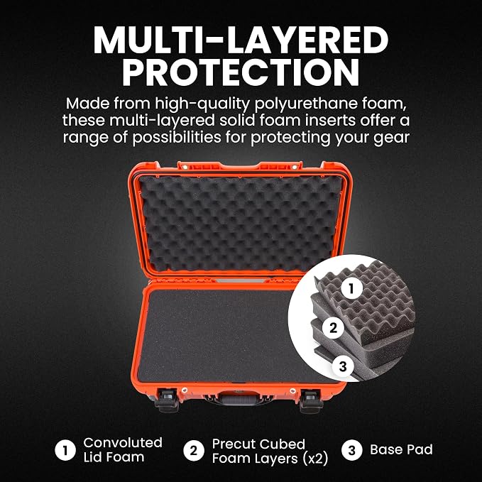 NANUK 935 Hard Case with Cubed Foam for Camera & Lenses – Waterproof Protective Equipment Case with Wheels, 22” x 14” x 9” – Dustproof and Impact Resistant, Carry-On Approved for Most Airlines–Orange - Image 3