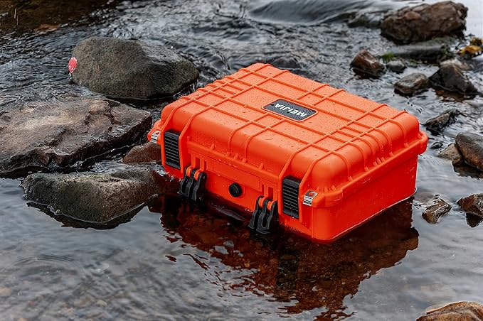 MEIJIA All Weather IP67 Waterproof Hard Camera Case,Hard Protective Case,Hard Case with Customizable Foam,Fit Use of Drones,Camera,Equipments,Pistols(Orange,15.98x12.99x6.85inches) - Image 6