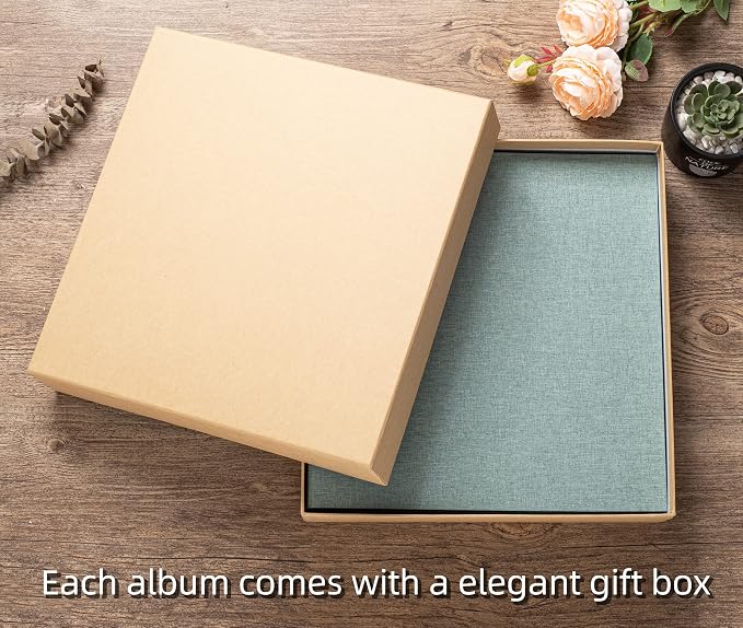 Large Photo Album Self Adhesive 4x6 5x7 3x5 8.5x11 Scrapbook Magnetic Album DIY Scrap Book Length 13 x Width 12.8 (Inches) 120 Sticky Pages Linen Cover DIY Photo Album (Green) - Image 6