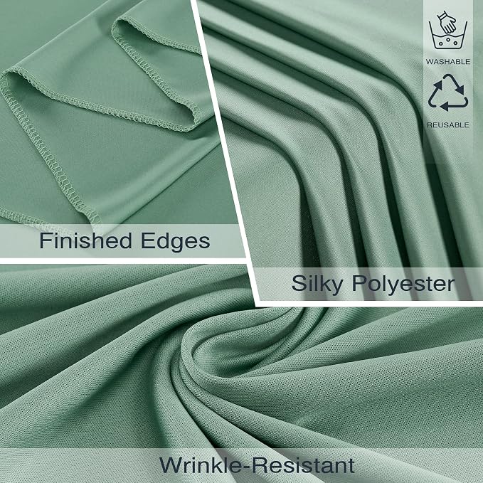 40ftx10ft Wrinkle Free Sage Green Backdrop Curtains for Parties, 8 Panels 5x10ft Silky Polyester Photo Backdrop Drapes Back Drop Cloth Drapery for Wedding Birthday Photography Background - Image 4