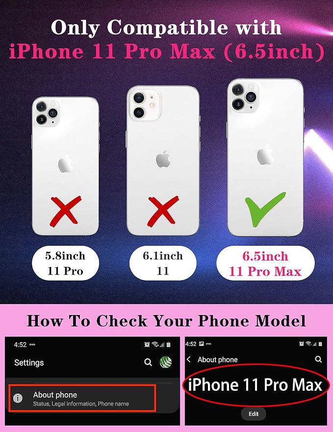 (2in1 for iPhone 11 Pro Max Case for Cartoon Kawaii Rainbow Girly Phone Cover Cute Unique Design with Slide Camera Cover Protective Case for iPhone11 Pro Max 6.5'' - Image 2
