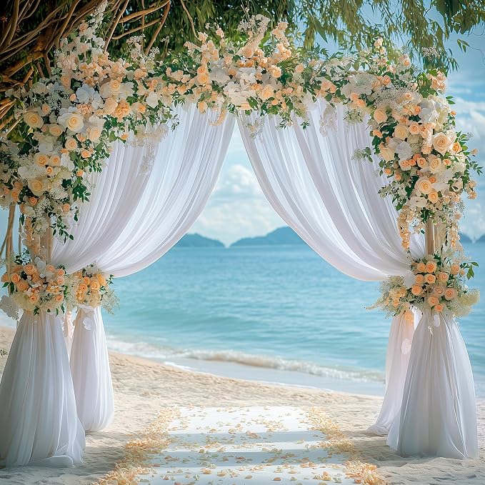 White Backdrop Curtain for Parties Backdrop Drapes, 2Pack 10x8FT | Wrinkle Free Polyester Curtain Backdrop Draping Fabric for Backdrop Photoshoot Birthday Party Background,4 Panel 5x8FT - Image 6