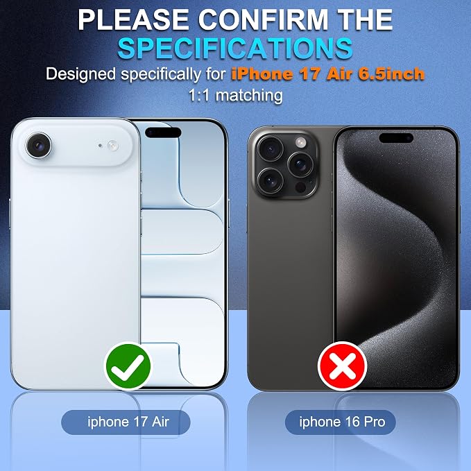 Suoman 2-Pack for iPhone 17 Air Camera Lens Protector, [CD Lines] [Strong-Adhesion] Metal Texture Style Tempered Glass Camera Lens Cover [with Auto Alignment Tool Kit] -Light Blue - Image 2