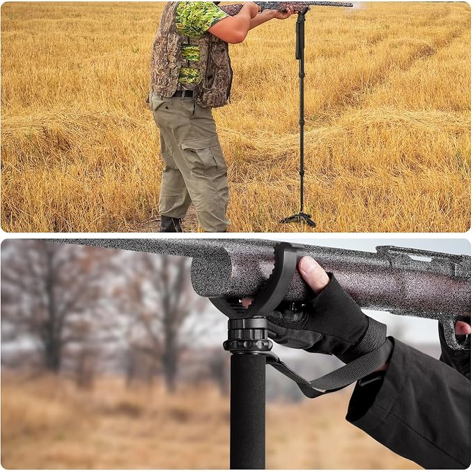 CVLIFE Hunting Monopod Shooting Stick Tripod Gun Rifle Crossbow Rest | Tiltable and Horizontally Rotatable Tri-Stand Tripod Base, 20.5"-66.1" Height Adjustment, Aluminum, for Hunting Shooting - Image 6