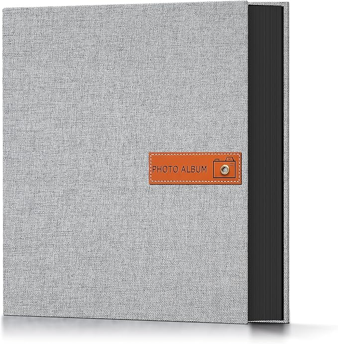 Popotop 4x6 Photo Album 200 Pictures, Linen Hardcover, Reinforced Spine | Compact 200-Photo Capacity, Acid-Free PP Slip-In Pockets, 2 Photos per Page, Black Inner Pages, No Memo Space by Popotop