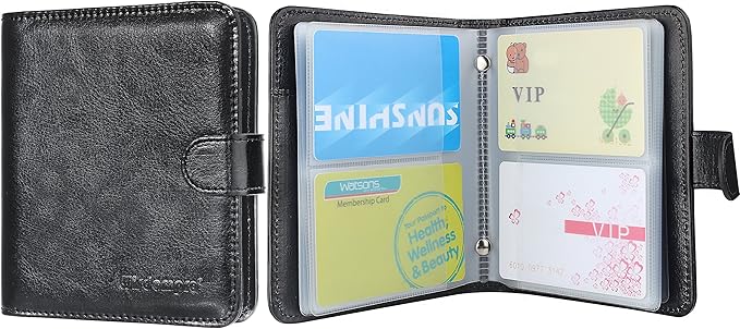Wisdompro Business Card Organizer Book with 64 Card Slots, Black | Premium PU Leather, Wallet Name Credit ID Card Holder Case with Magnetic Shut, 14 Extra Small Cells for Memory Cards - Image 2