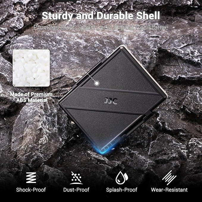 JJC 45 Slots Memory Card Case for 30 Micro SD and 15 SD Cards with AirTag Slot, Water-Resistant Anti-Shock Anti-Dust, Micro SDHC/SDXC TF Card and SD/SDHC/SDXC Holder Organizer Storage - Image 7