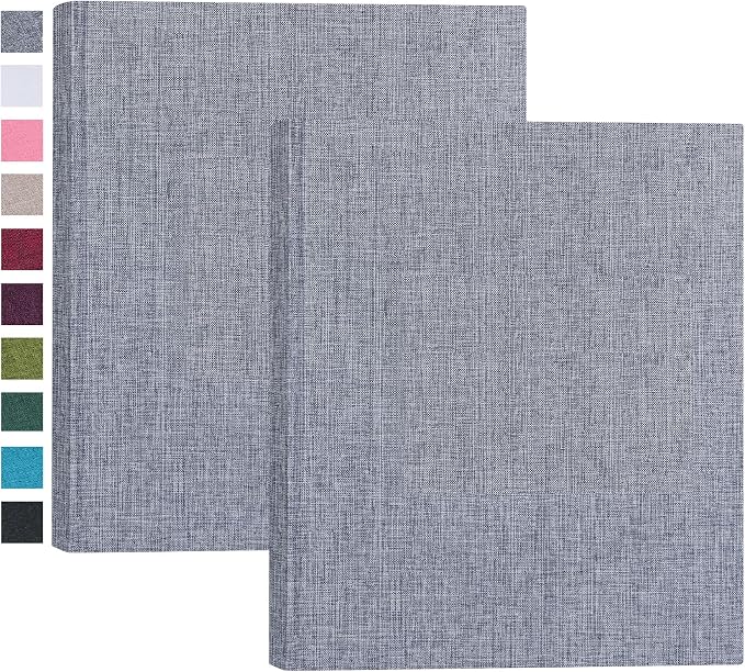 Mublalbum 2 Pack Small 8x10 Photo Album, 52 Pockets, Linen Cover,Gray | Linen Cover, Portable Mini Picture Book, Holds 52 Vertical Pockets for Artwork Postcards, Picture Storage by Mublalbum