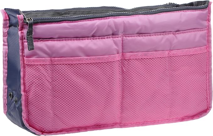 Vercord Purse Organizer Insert for Handbags Bag Organizers Inside Tote Pocketbook Women Nurse Nylon 13 Pockets Pink Small - Image 2