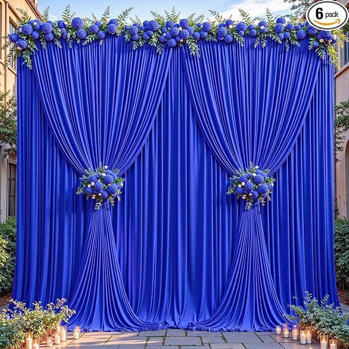 24ftx10ft Wrinkle Free Royal Blue Backdrop Curtain - 10 Feet Photography Backdrop Drapes, Silky Polyester Back Drop Cloth for Wedding Baby Shower Balloon Arch Background by Unknown