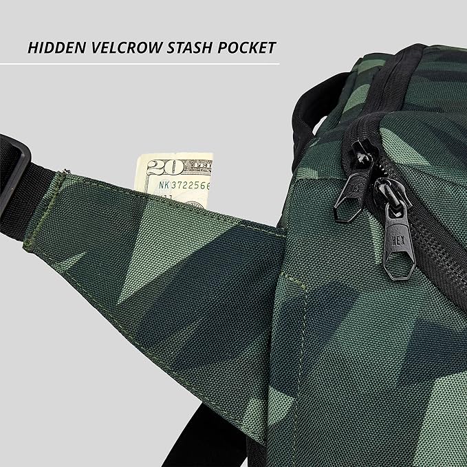 HEX Ranger DSLR XL Camera Sling – with Adjustable Carry Straps, Ample Interior Dividers, Water-Resistant Fabric, YKK Premium Zippers & More - Camo - Image 6