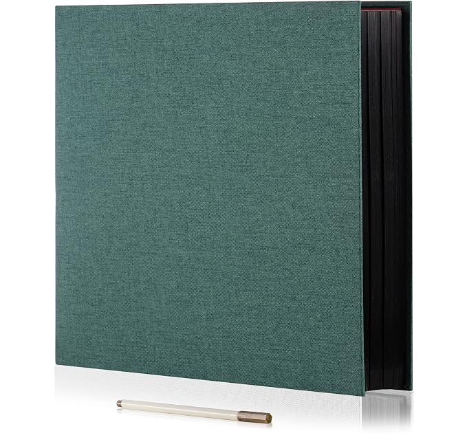 Large Photo Album Self Adhesive for 4x6 8x10 Magnetic Scrapbook Album DIY 60 Black Sticky Pages Linen Cover Photo Album(Dark Green) by HoneyTolly