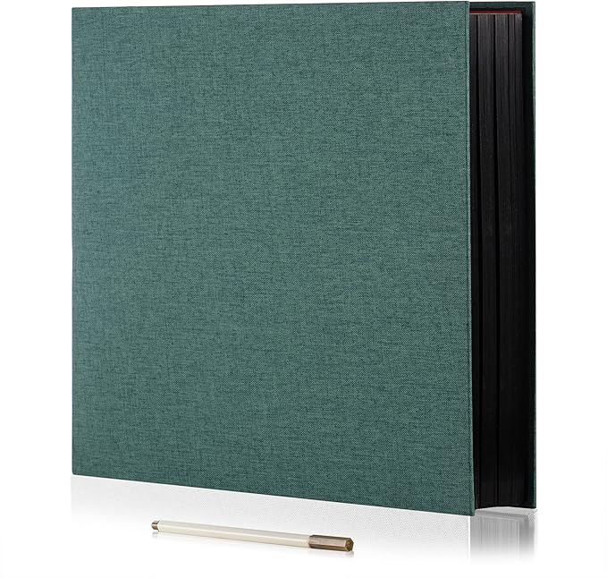 Photo Album Self Adhesive Scrapbook 3x5 4x6 5x7 6x8 Magnetic Album DIY Scrap Book 11x10.6 Inch 40 Black Sticky Pages Linen Cover DIY Photo Album(Dark Green) by HoneyTolly