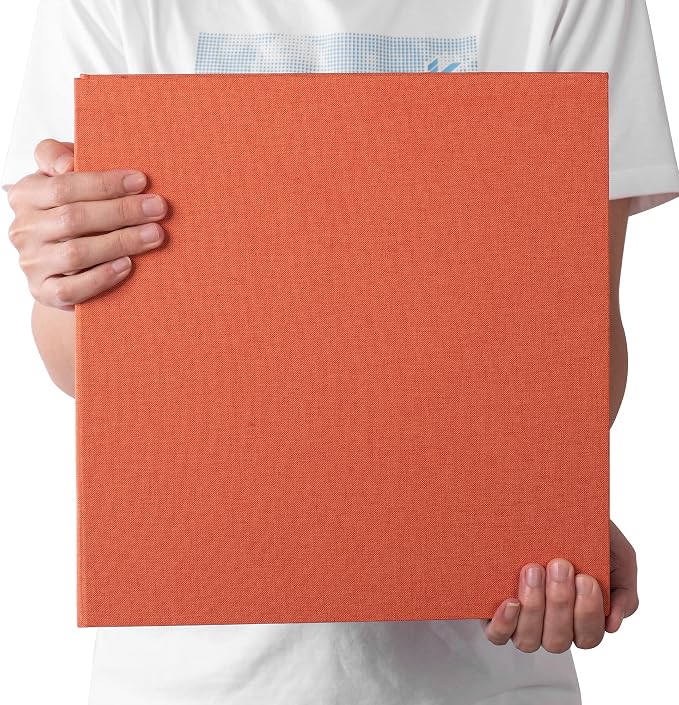 Large Photo Album Self Adhesive 4x6 5x7 3x5 8x10 Scrapbook Magnetic Album DIY Scrap Book Length 13 x Width 12.8 (Inches) 120 Black Sticky Pages Linen Cover DIY Photo Album(Orange) - Image 6