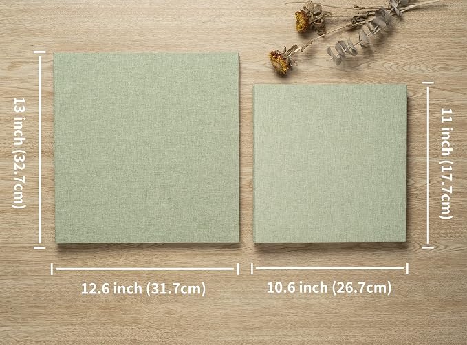 Large Photo Album Self Adhesive 4x6 8x10 10x12 13x12.8 Magnetic Scrapbook Album 12.6x11 Inch 60 Sticky Pages Linen Cover DIY Photo Album with A Metallic Pen and DIY Stickers(Grass - Image 7