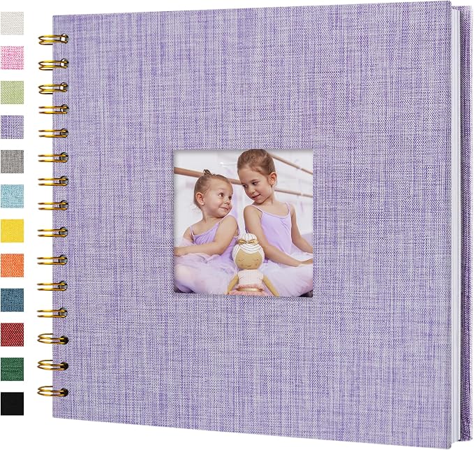 8"x8" Scrapbook Photo Album Linen Cover 20 Sheets 40 Pages White Paper | Purple Hardcover Kraft White Pages Memory Book, for Travel Wedding Guest Book Christmas Baby Shower Fits 4x6 & Instant Photos by Hiwhy