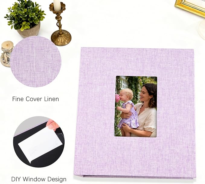 Aevdor 5x7 Photo Album, Holds 320 Photos, Linen Cover, Purple | Fits 5x7 Photos, Postcards & Artwork, Family & Wedding Albums, Baby & Travel Memories - Image 8