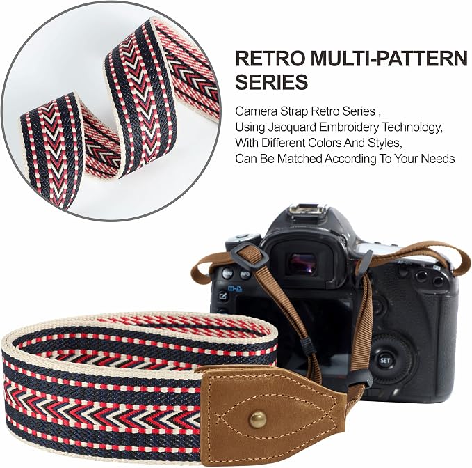 Padwa Lifestyle 2" Wide Classic Crazy Horse Art Cowhide Head Cotton Camera Straps for Photographers - Image 5
