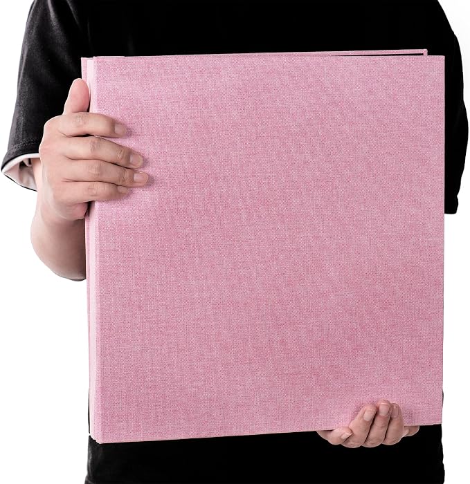 Super Large Photo Album Self Adhesive Scrapbook Album for 4×6 5×7 8×10 10×12 or Bigger Pictures DIY Magnetic Linen Cover Album 80Sheets/160Pages DIY Photo Album(Pink) - Image 5