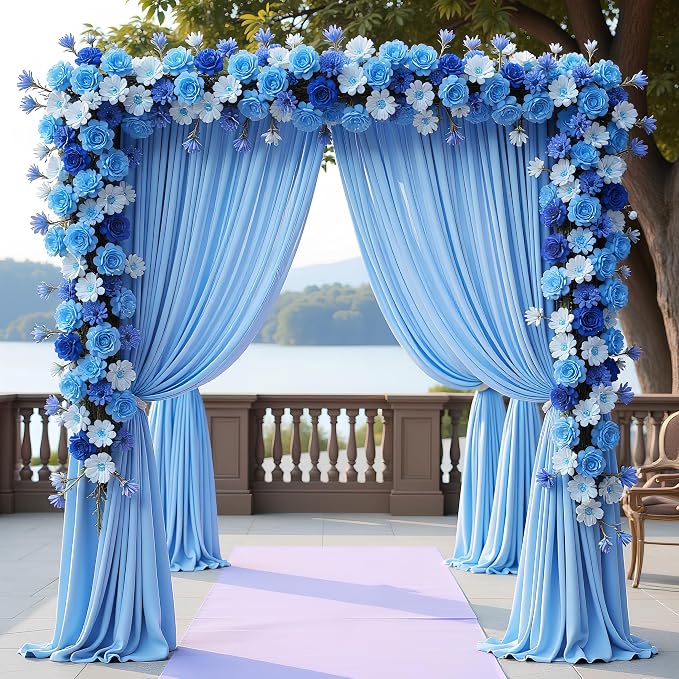 Blue Backdrop Curtain for Wedding Parties Backdrop Drapes 10x10FT | Wrinkle Free Polyester Curtain Backdrop Draping Fabric for Backdrop Photoshoot Birthday Party Background,2 Panel 5x10FT - Image 3