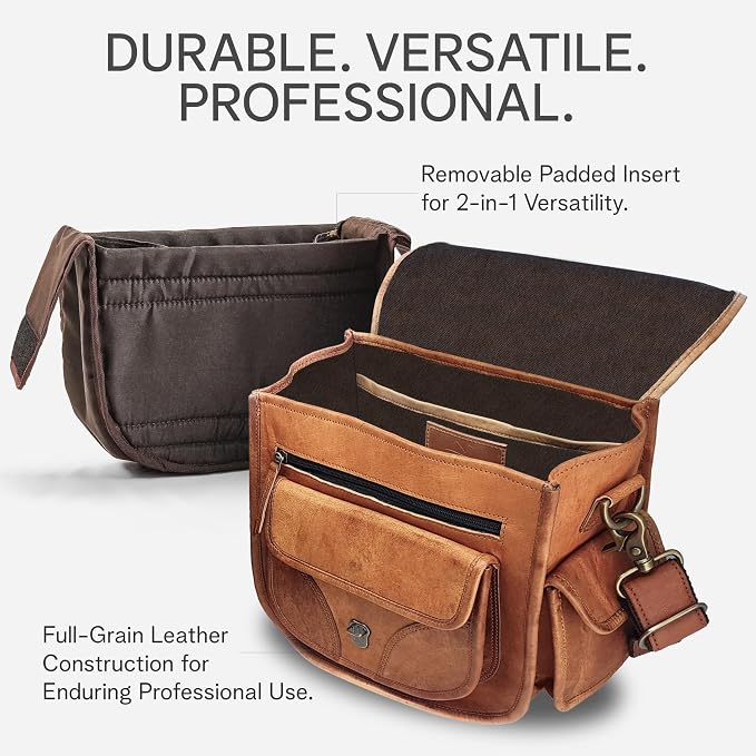 rofozzi Leather Camera Bag for Women, Vintage Crossbody Camera Bag with Removable Insert for Mirrorless & Small DSLR Cameras, Genuine Leather - Image 5