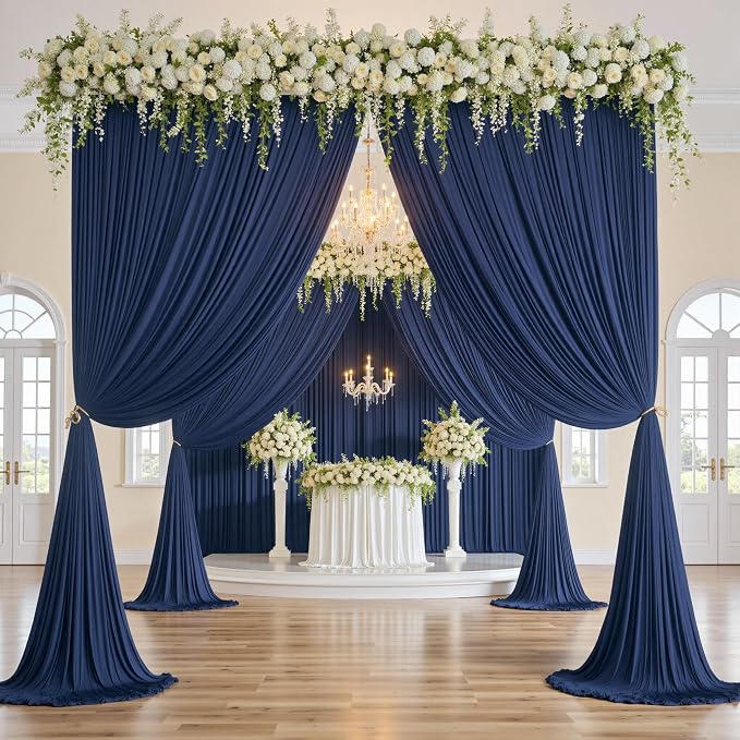 10x12 ft Navy Blue Backdrop Curtains for Weddings, Birthdays and Photos - Image 2