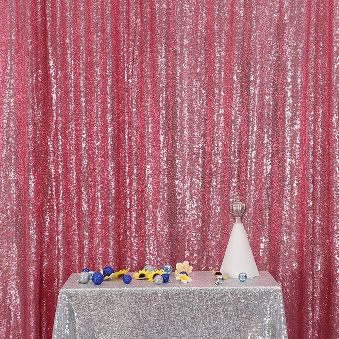 Poise3EHome Fuchsia Pink Sequin Backdrop, 6Ft x 8Ft Glitter Photography Background Curtains for Party Baby Shower Wedding Birthday Decoration by Poise3EHome