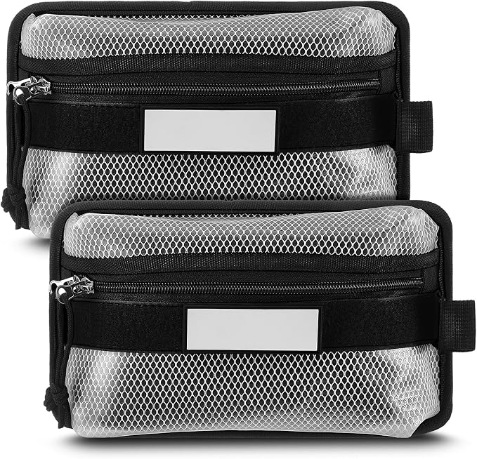 Aliceset 2 Pcs Tactical Pouch Admin Pouch Tactical Bag Insert Panel Organizer with Writable Patches, Molle Panel Accessories Utility Storage Pocket Accessories(Black, White,Classic Style) by Aliceset