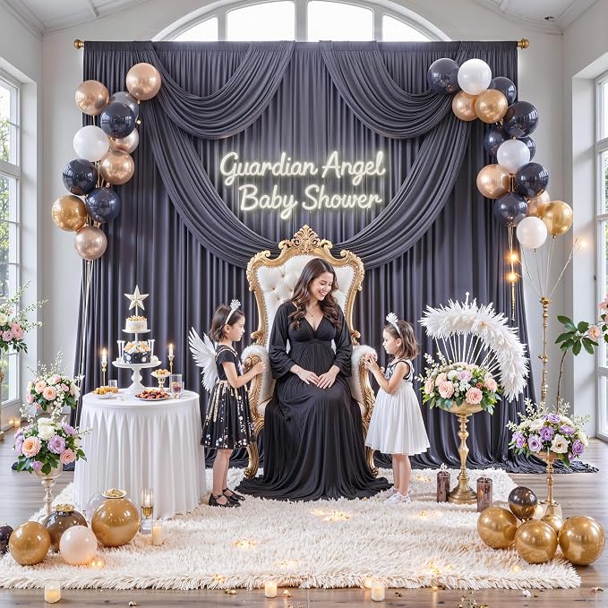 40 ft x 10 ft Wrinkle Free Charcoal Backdrop Curtain for Parties, Dark Grey Polyester Photo Backdrop Drapes for Baby Shower Wedding Engagement Birthday Party Backdrop Stand, 8 Panels 5ft x 10ft - Image 8