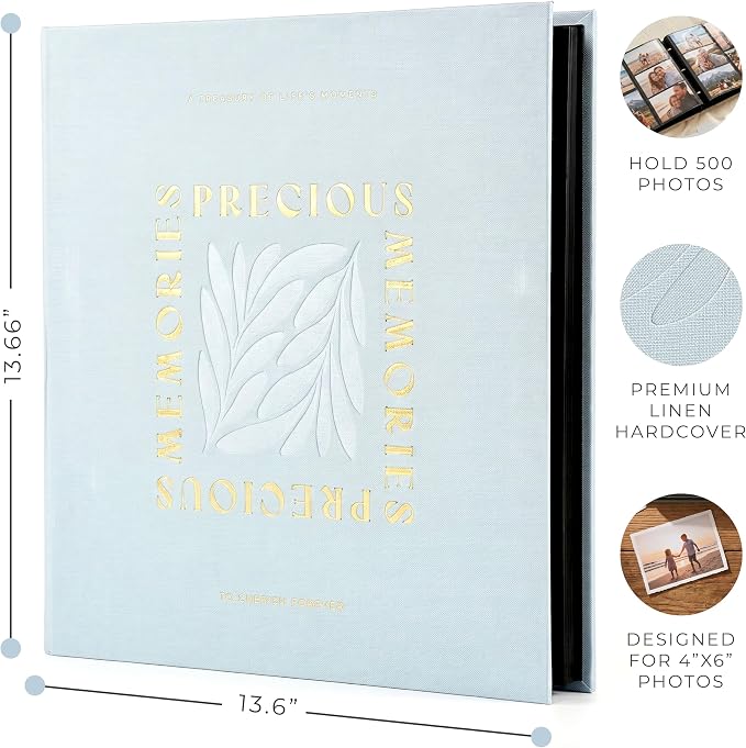Beautiful Linen Photo Album For 4x6 Photos - Holds Up To 500 Pictures | Safely Stores Unique Memories - The Perfect Large Book for All Pictures of Treasured Family, Baby or Wedding Moments - Image 4
