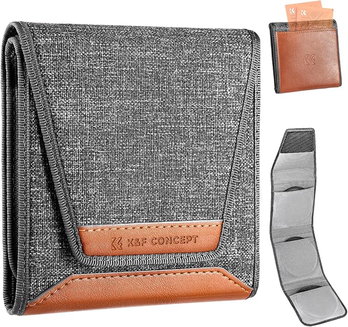 K&F CONCEPT Lens Filter Pouch, Lens Filter Case Up to 62mm | 3 Pocket, Professional Photography Filter Holder Belt Bag, Water-Resistant and Dustproof, BF03 by KFCONCEPT
