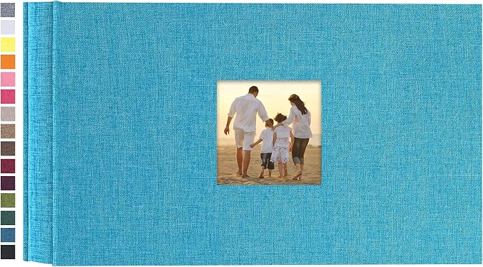 potricher Photo Album 4x6 Pictures, 100 Pockets, Linen Cover, Blue | Linen Cover, Front Window, Large Capacity 4x6 Picture Albums, Photo Book for Family, Wedding, Anniversary, Baby, Keepsake by potricher
