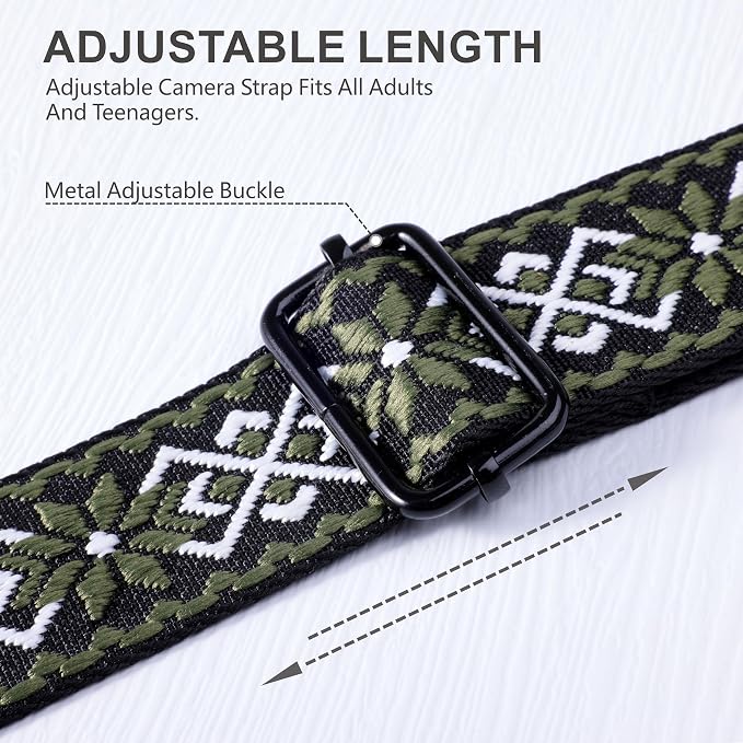 Padwa Lifestyle Adjustable Camera Strap - 1.5" Full Grain Leather Ends Camera Straps for Photographers, Adjustable Neck Shoulder & Crossbody Cotton Strap Quick Release for Cameras and Binoculars - Image 3