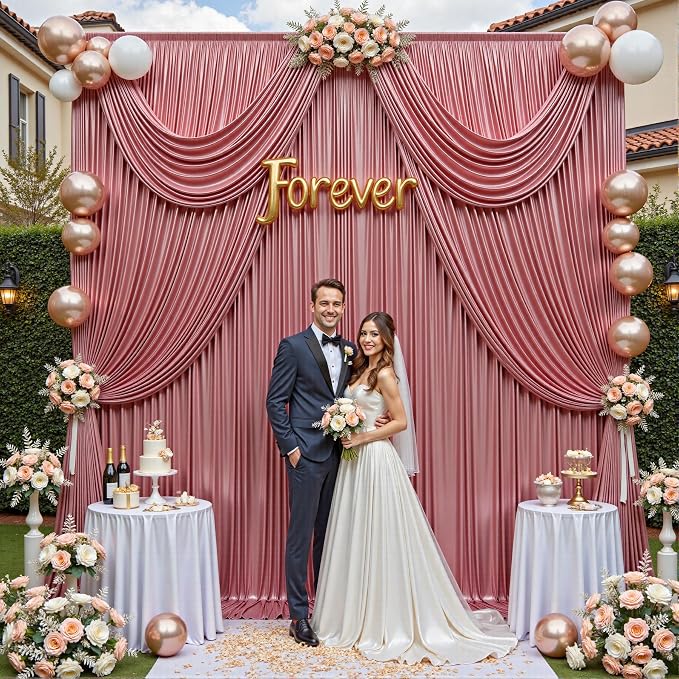 10x10ft Thick Rose Gold Glitter Backdrop Curtain Panels for Parties, Wrinkle Free Sequin Sparking Photo Backdrop Drapes, 2 Panels 5x10ft Shimmer Back Drop Cloth for Wedding Birthday Photography - Image 7