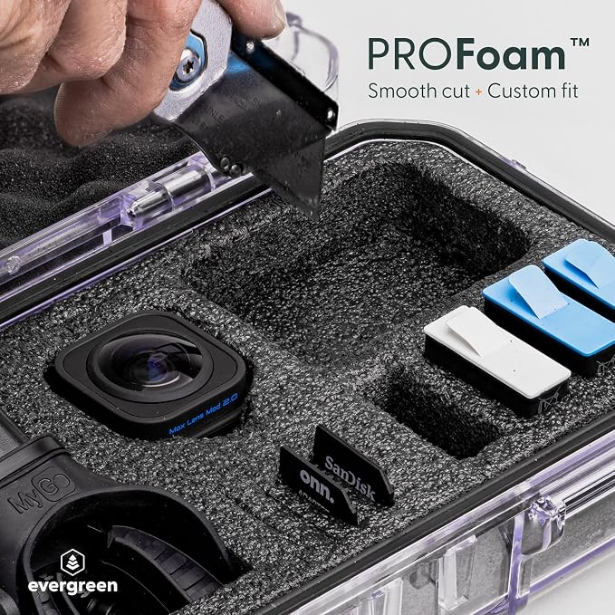 Evergreen Dry Box Tech Organizer – For Camera, Cables, Hard Drives, Memory Cards, Keys, Compatible with GoPro, Airtags (Large, PROFoam, Black) - Image 2