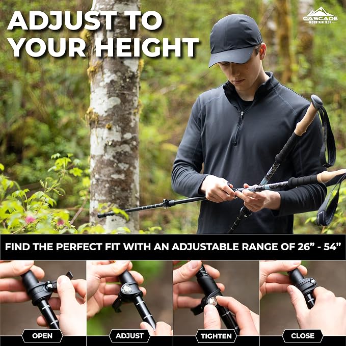 Cascade Mountain Tech Trekking Poles - Carbon Fiber Monopod Walking or Hiking Sticks with with Accessories Mount and Adjustable Quick Locks - Image 7
