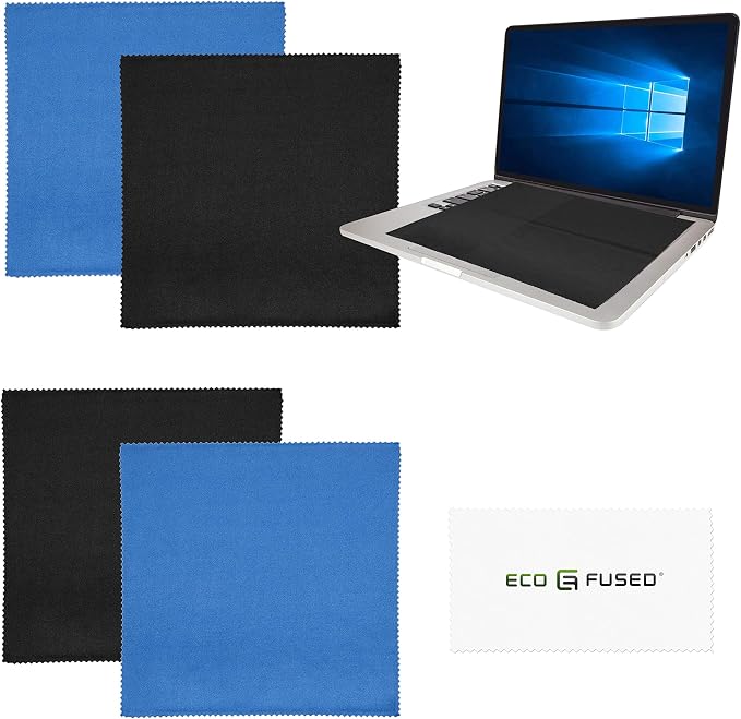 Eco-Fused Microfiber Cleaning Cloth - 16x16 Inch Microfiber Cloth - Pack of 4 Large Cleaning Cloths - Microfiber Cleaning Cloth for Electronics and Monitors by Eco-Fused