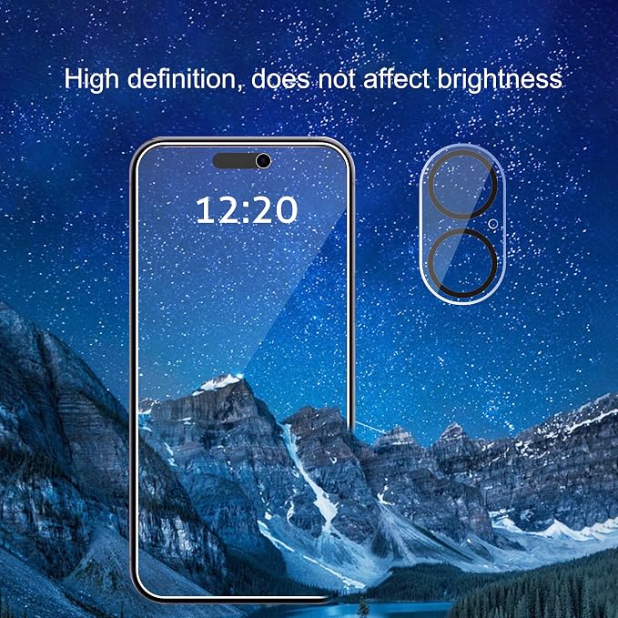 Ailun Privacy Screen Protector + Camera Lens Protector for iPhone 16 Plus | 3+3 Pack, 6.7 Inch, Installation Frame, Dynamic Island Compatible, Anti Spy Private Tempered Glass, Case Friendly - Image 3